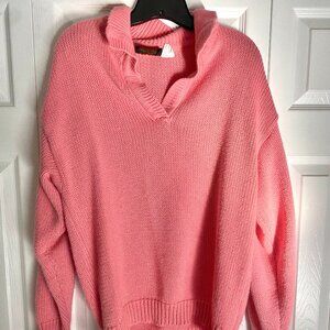 Woman's Pull Over Sweater by Pasta M Medium Pink / Coral (80's Vintage)